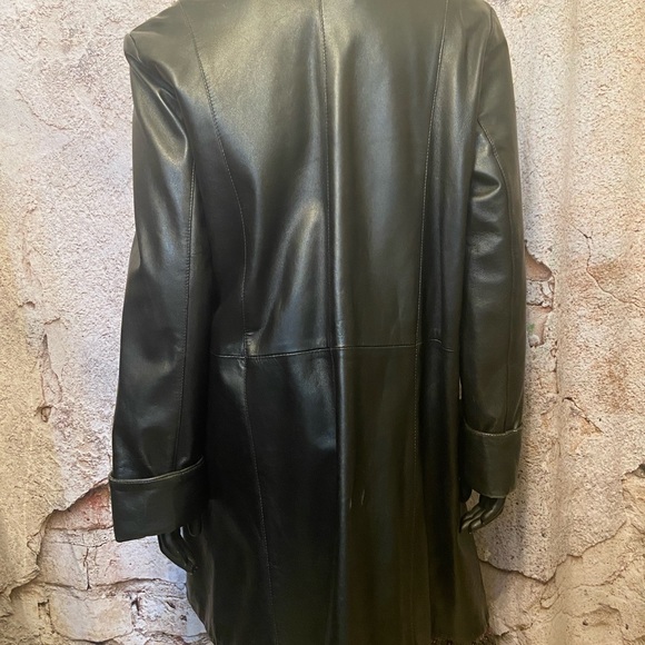 Bod & Christensen Long Black Leather Jacket - Picture 6 of 11